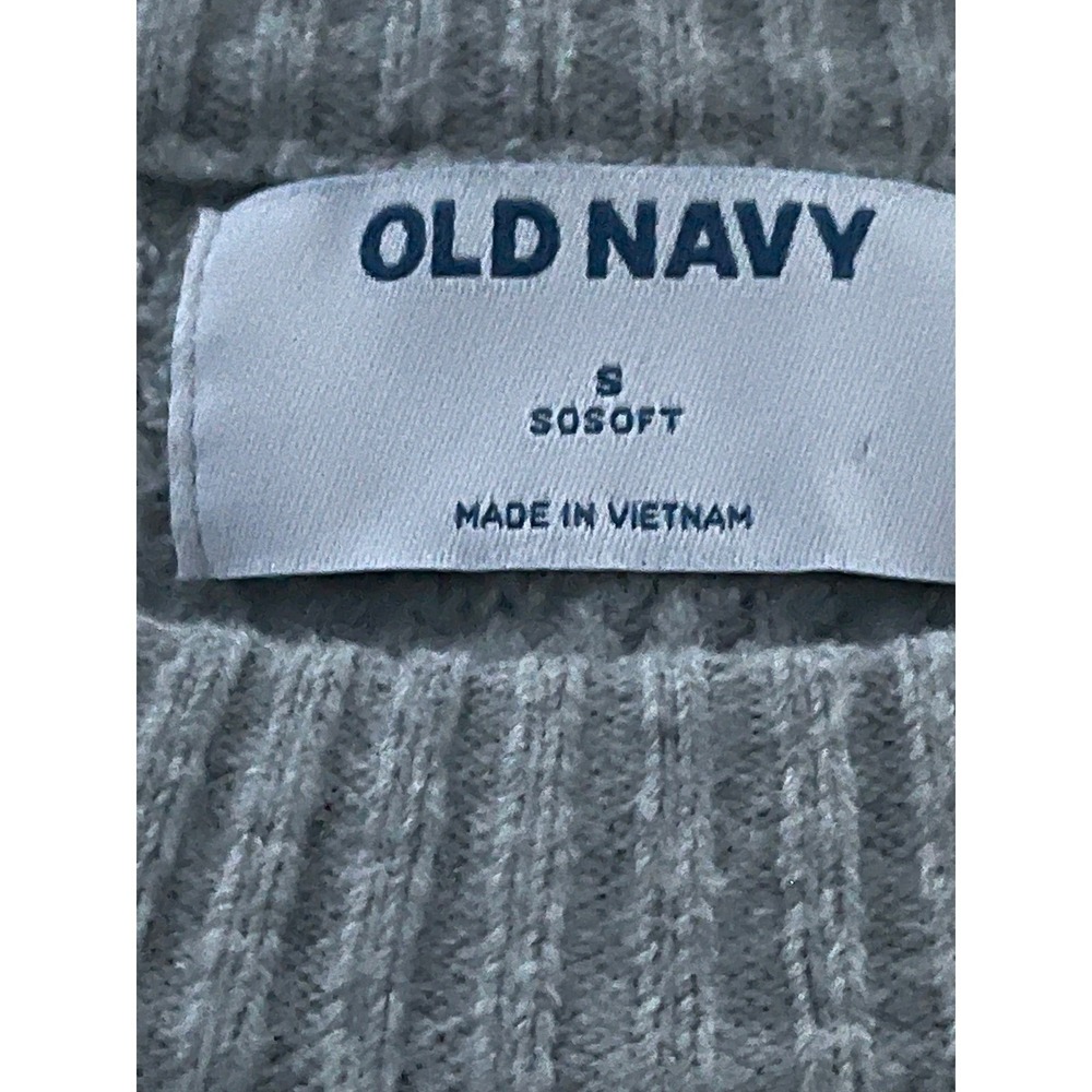 Old Navy Light Grey Cotton Heather Waffle Knit Crewneck Sweater Soft Size S/M - Picture 3 of 13